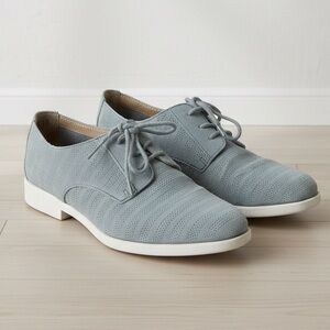 Born Passi Perforated Suede Oxfords Derby Blue Lace Up Flats